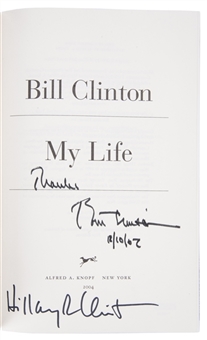 2002 Bill Clinton and Hillary R. Clinton Dual-Signed/Insc "My Life" Book (PSA/DNA)